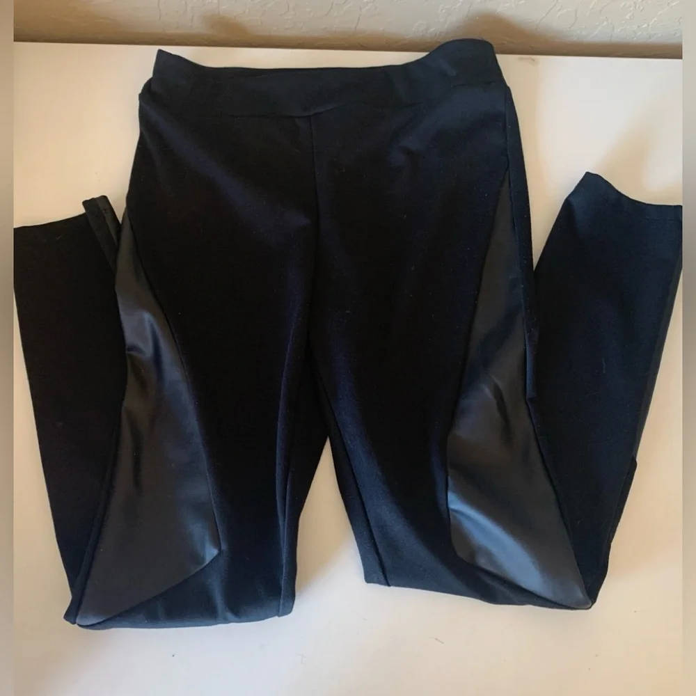14th & Union Black Leggings with Faux Leather